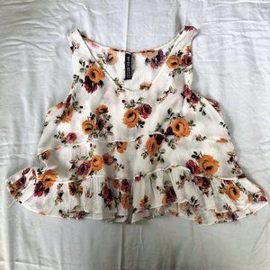 Floral Ruffle Crop Tank